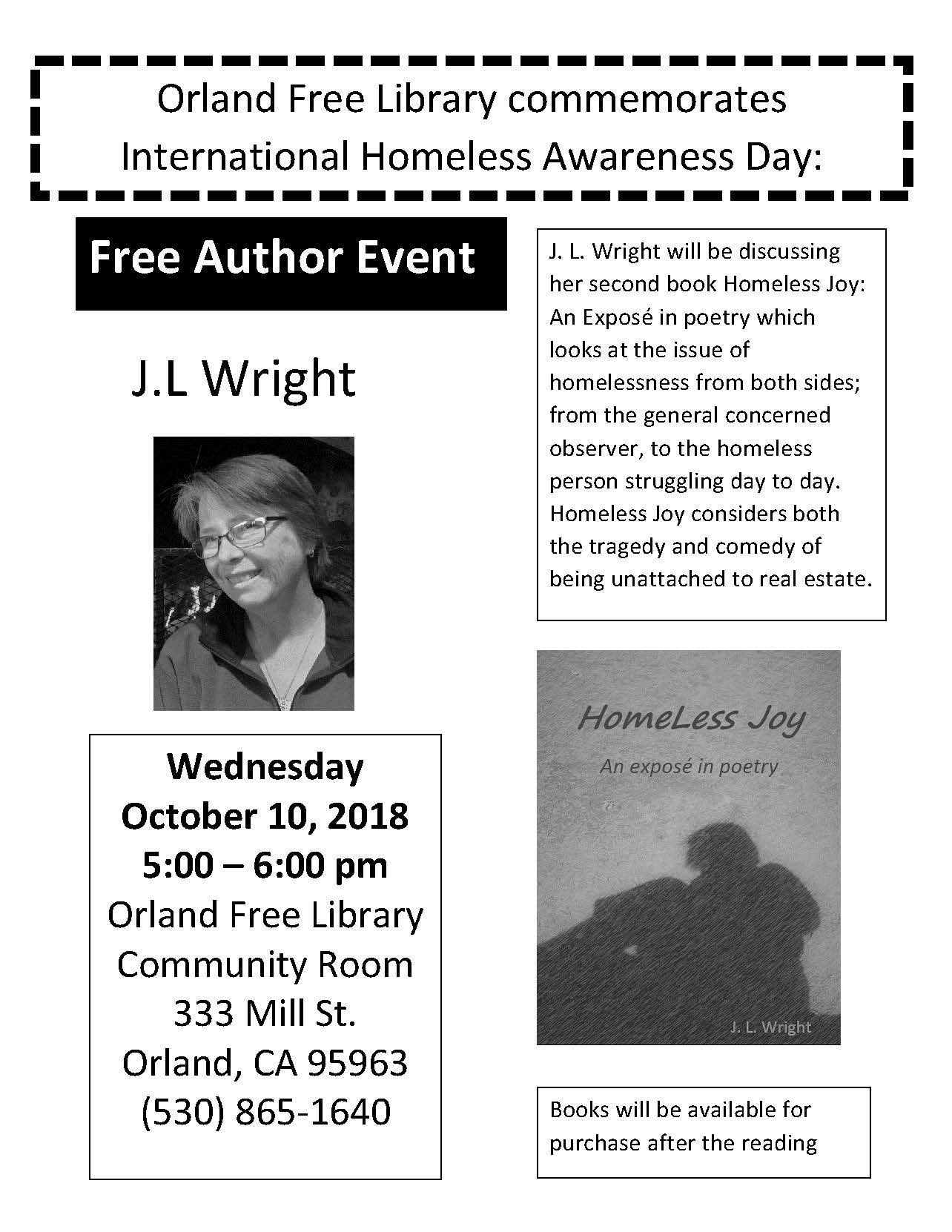 Free Author Event & Homeless Awareness